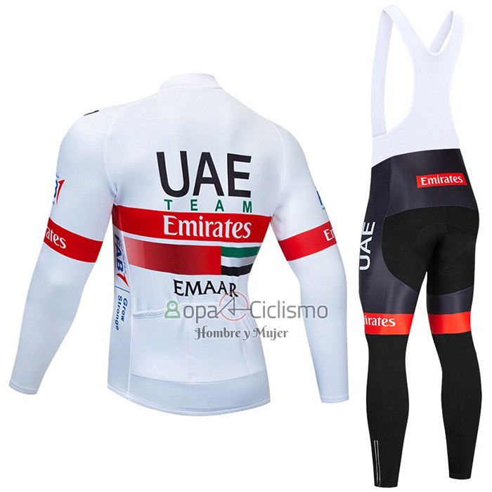 Uae Ropa Ciclismo Culotte Largo 2020 Mangas Largas Blanco Rojo